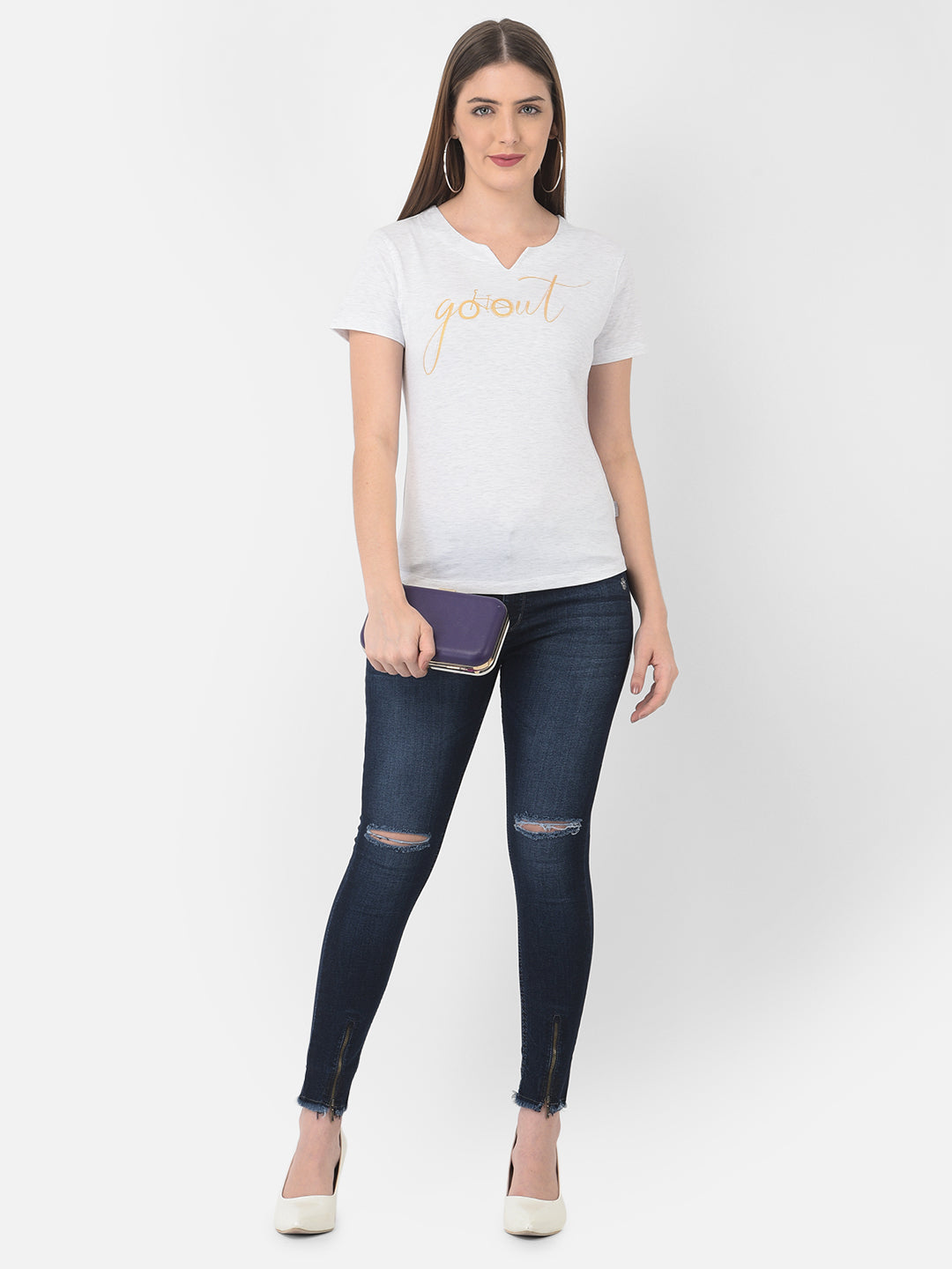 Blue Light Fade Distressed Jeans - Women Jeans