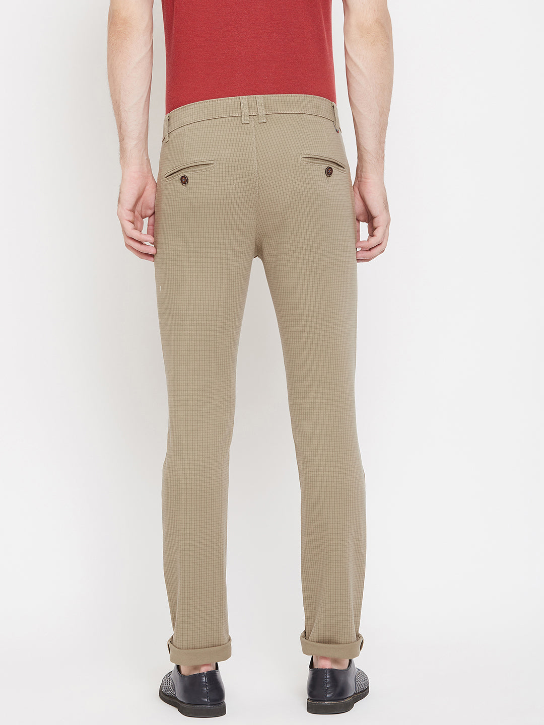 Brown Checked Trousers - Men Trousers