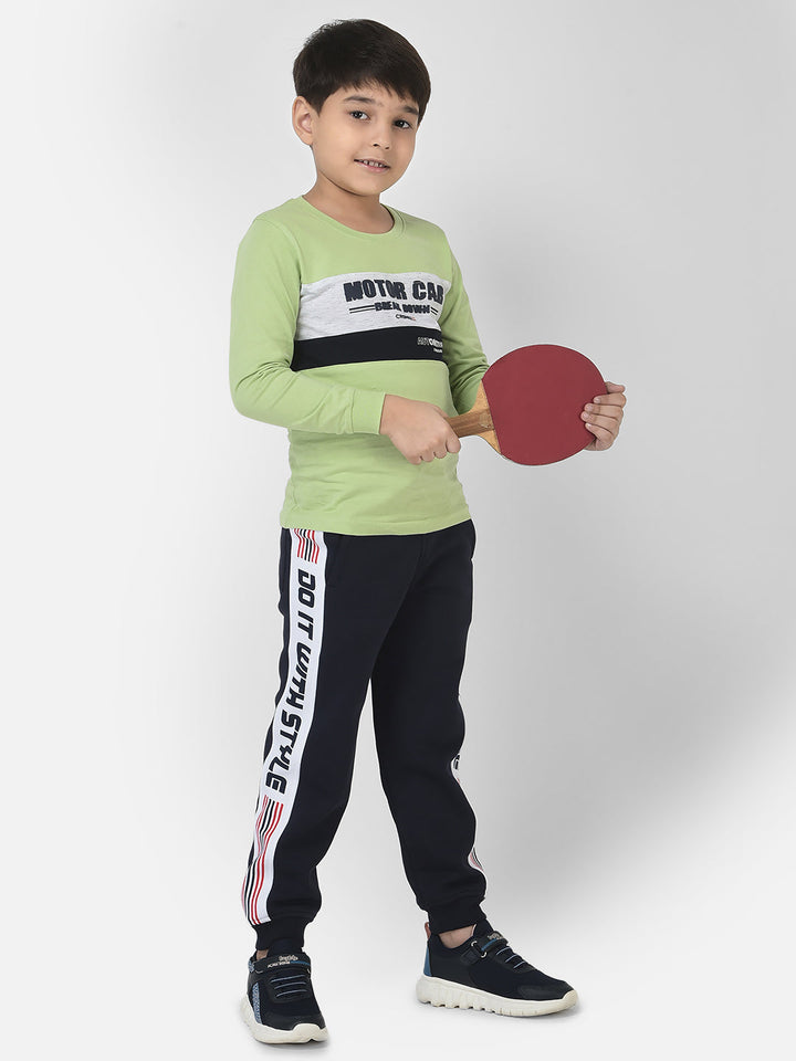 Navy Blue Joggers with Typographic Styling 