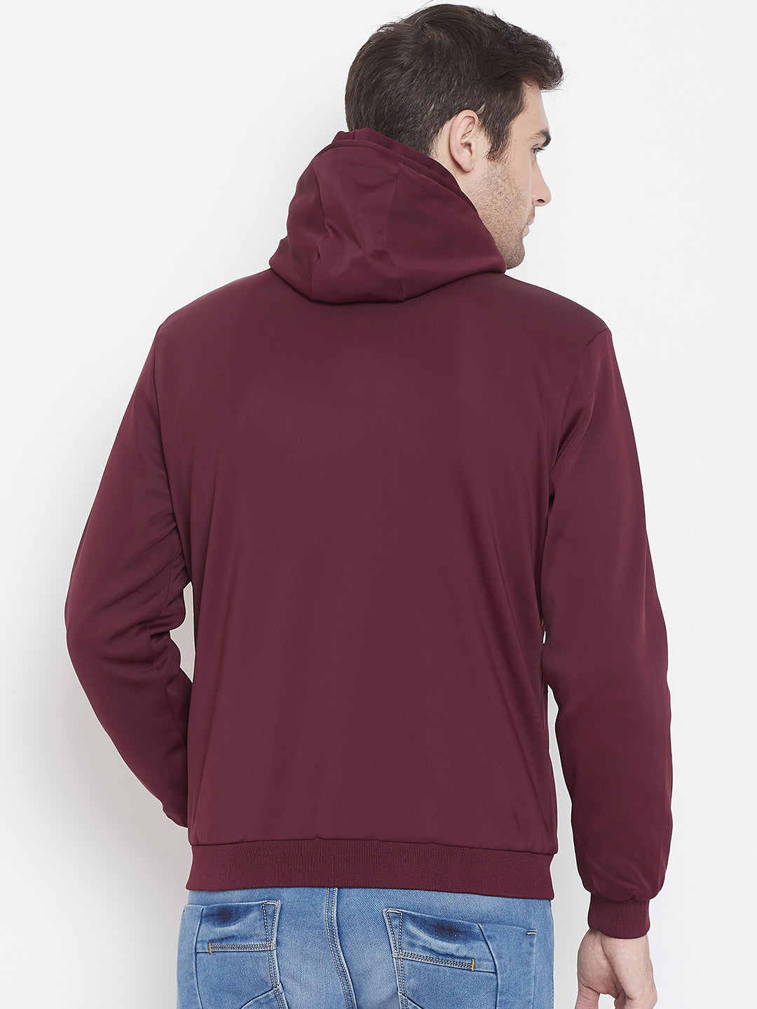 Maroon Solid Hooded Jackets-Mens Jacket-Crimsoune Club