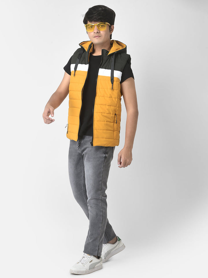  Mustard Colour-Blocked Gilet Jacket 