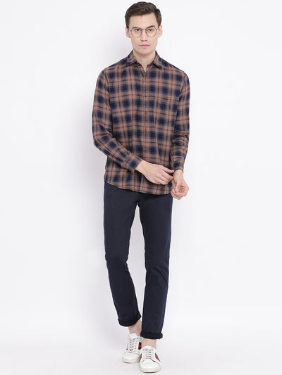 Brown Checked Shirt - Men Shirts