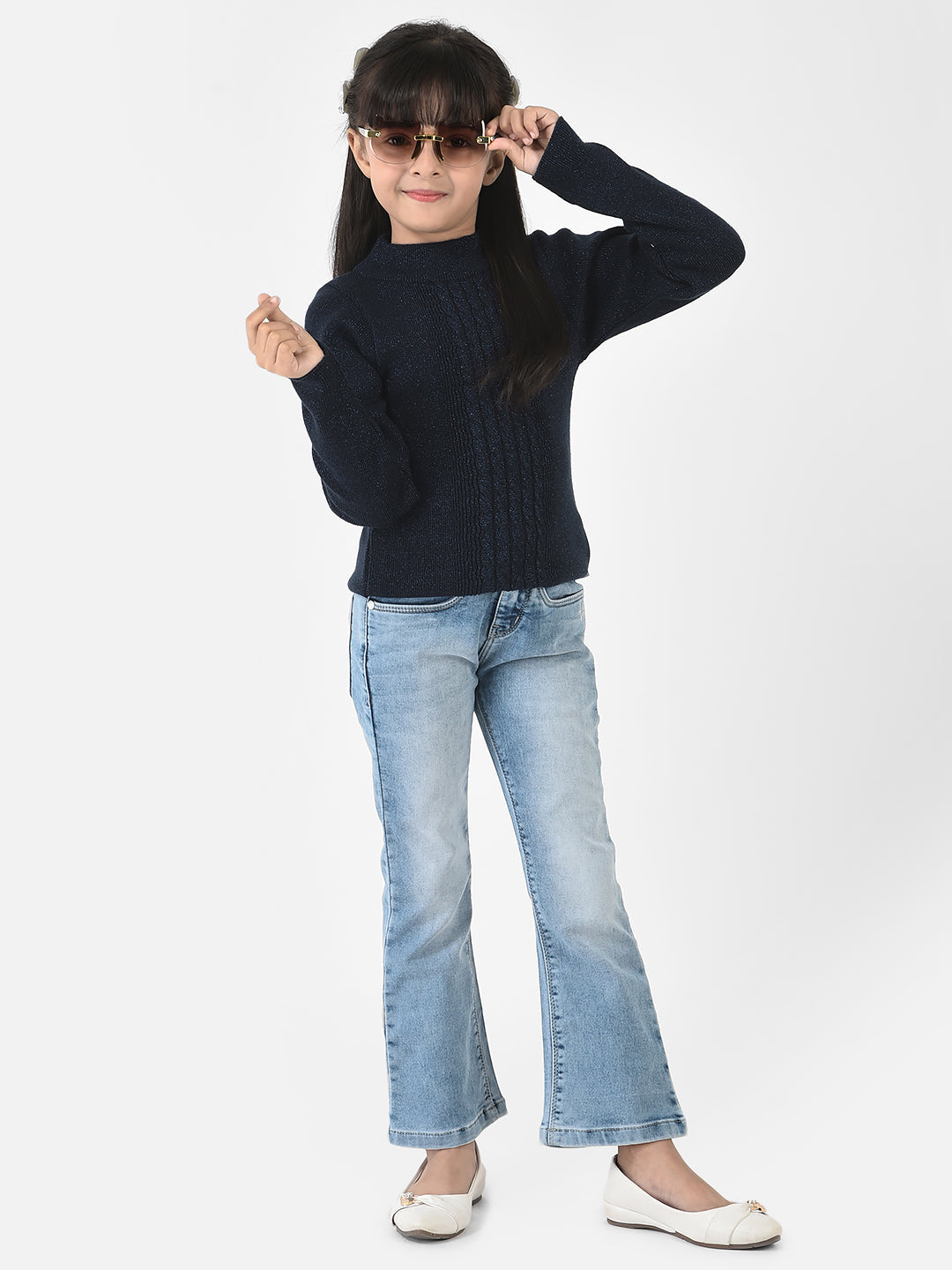 Navy Blue Sweater in Self-Designed Print