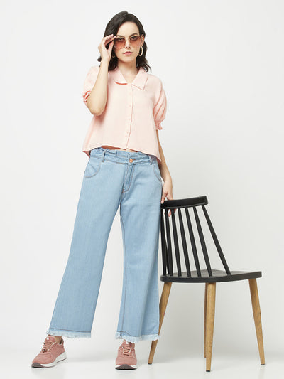  Plain Cropped Light Peach Shirt