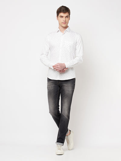 White Floral Shirt - Men Shirts