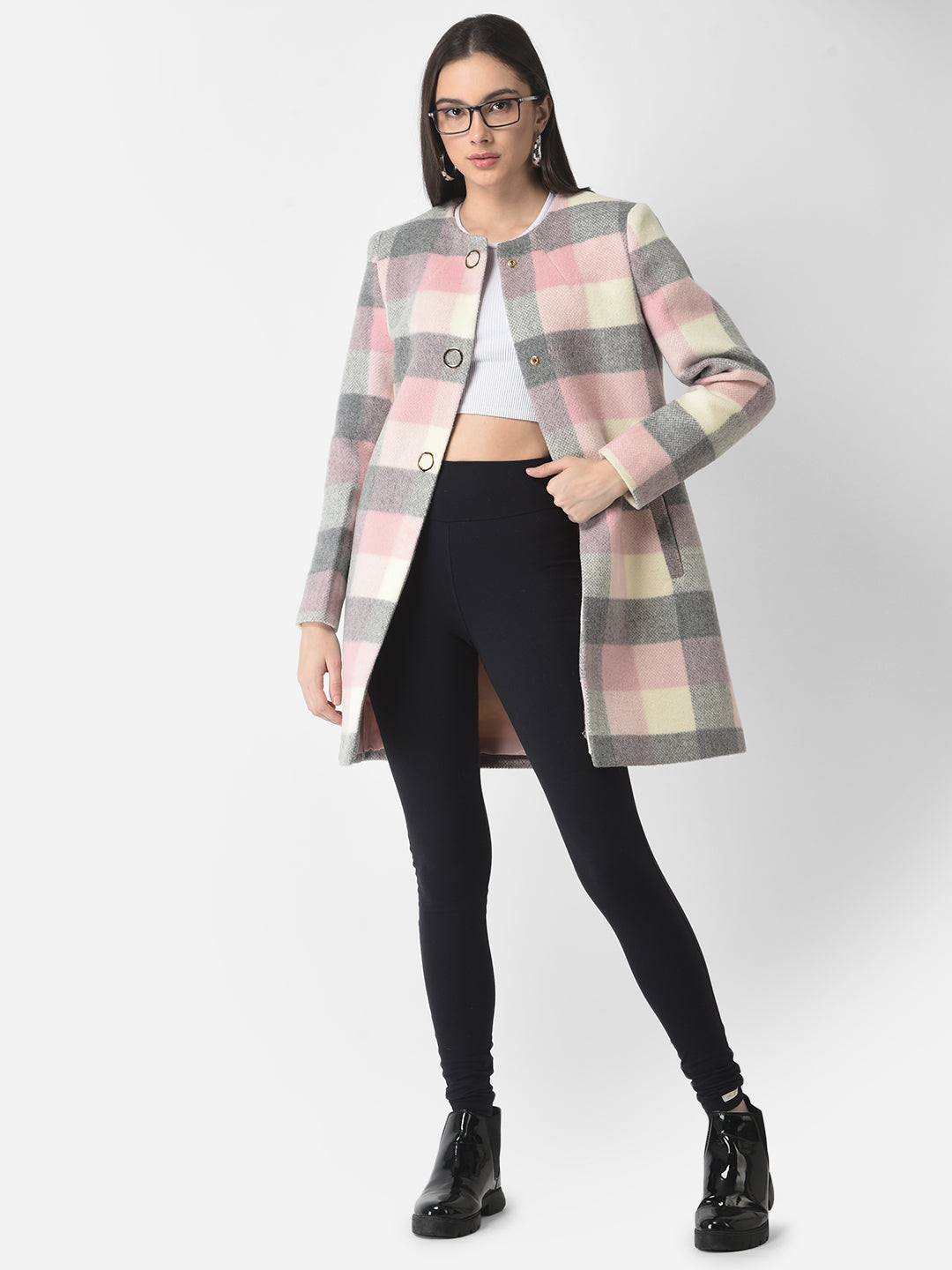  Multi-Coloured Checkered Over Coat