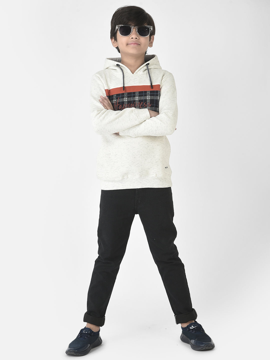  Melange White Hooded Sweatshirt