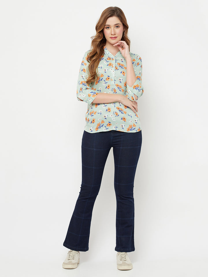 Green Floral Top - Women Tops