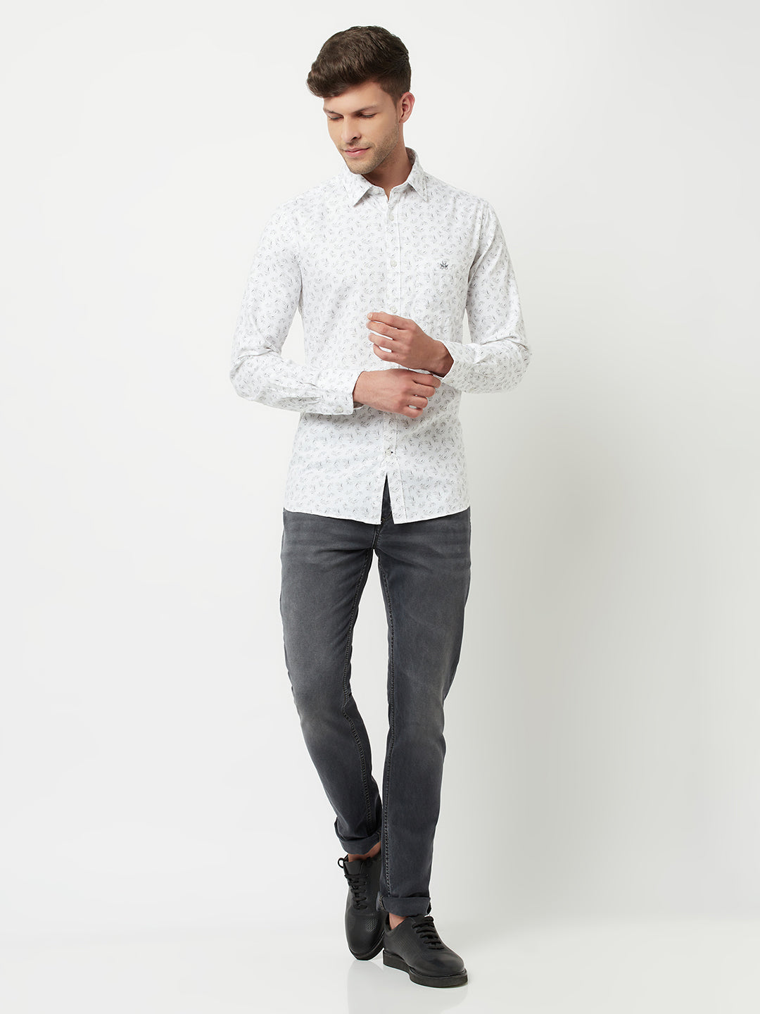 White Floral Printed Shirt-Men Shirts-Crimsoune Club