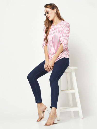  Magenta Pink Striped Shirt