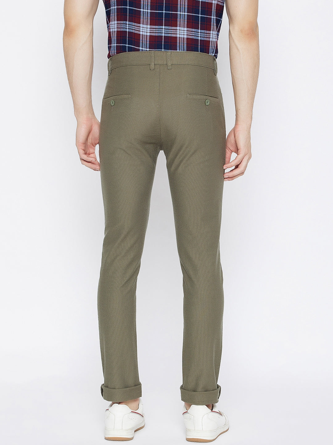 Olive Slim Fit Trousers - Men Trousers