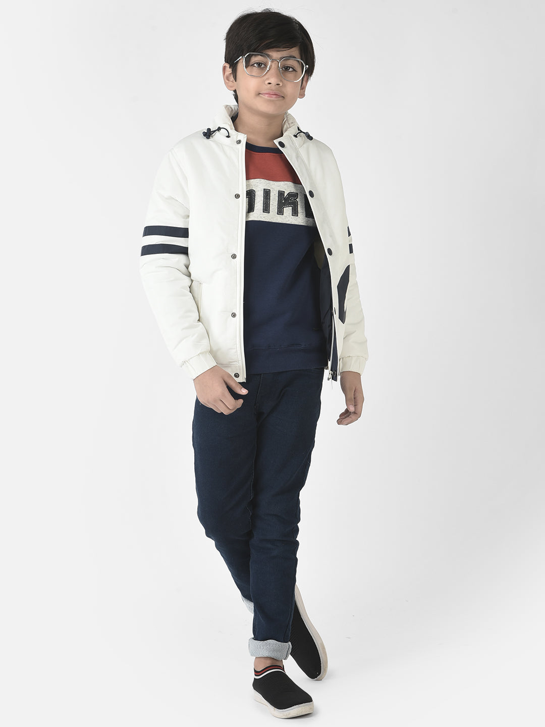  White Padded Varsity Jacket