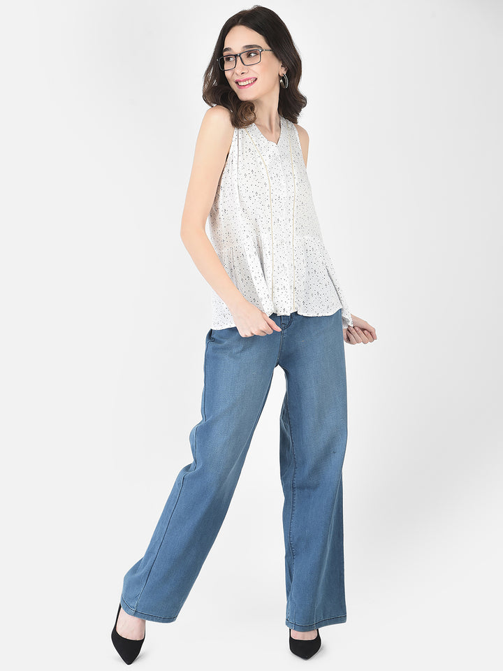 White Polka Empire Top - Women Tops