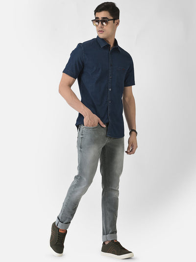  Denim Shirt with Short Sleeves 