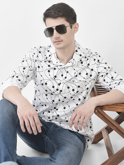  White Abstract Print Shirt