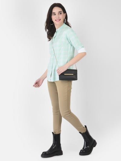 Mint Green Checked Shirt - Women Shirts