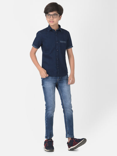 Navy Blue Denim Shirt - Boys Shirts