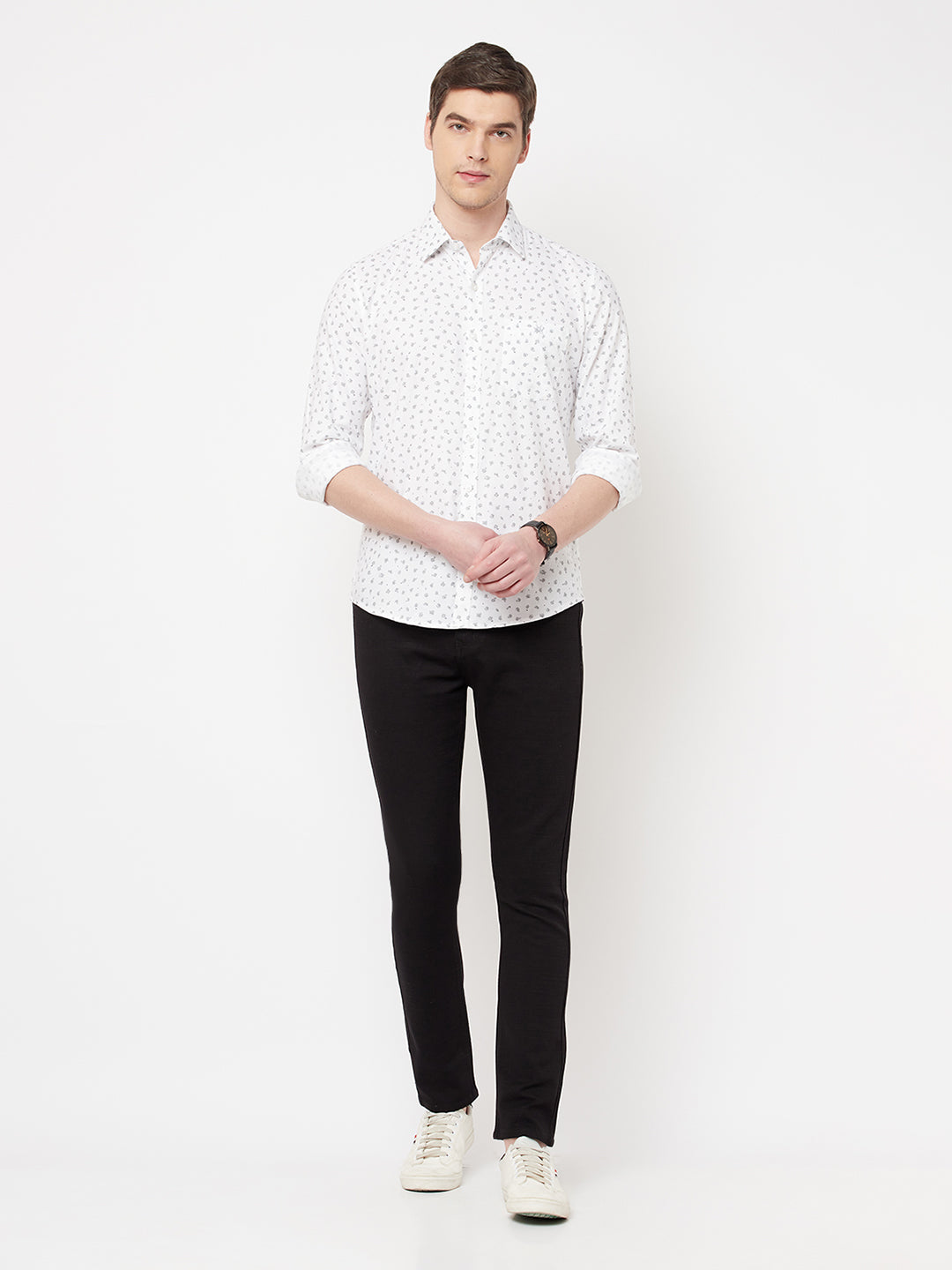 White Floral Shirt - Men Shirts