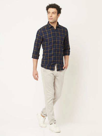 Navy Blue Checkered Shirt