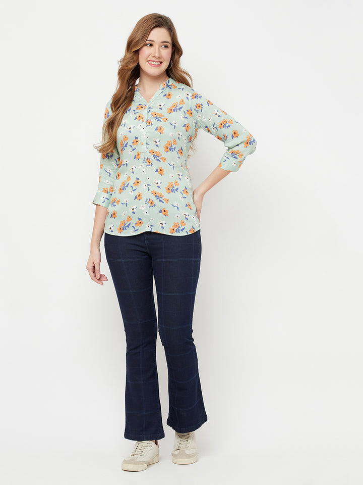Navy Blue Checked Boot Cut Jeans - Women Jeans
