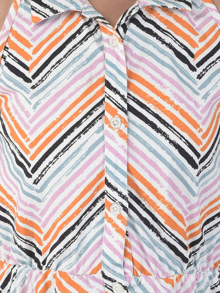  Racer-Back Printed Dress
