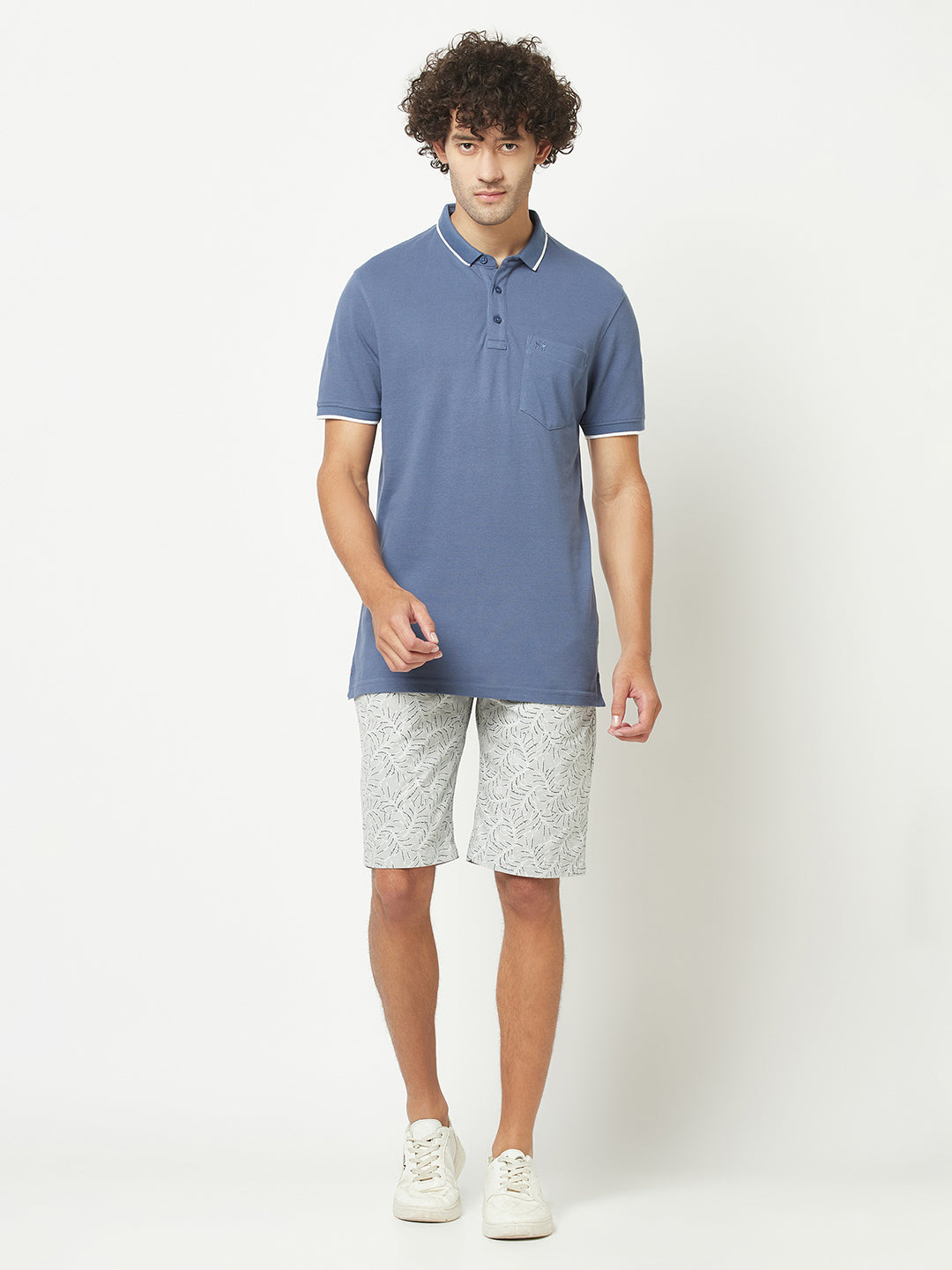  Dusty Blue Minimal Polo T-Shirt