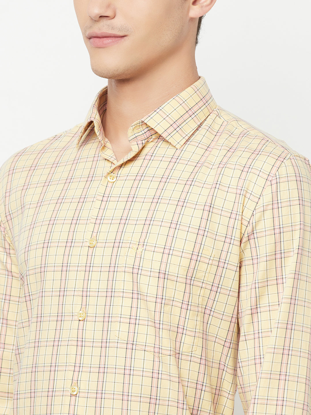 Yellow Checked Shirt - Men Shirts