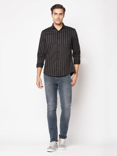  Black Striped Business Shirt