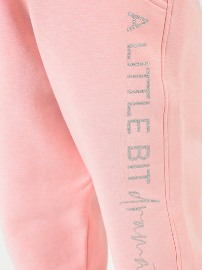 Baby Pink Track Pants with Typographic Detailing 