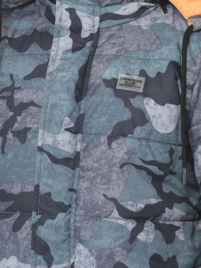  Grey-Blue Padded Camouflage Jacket