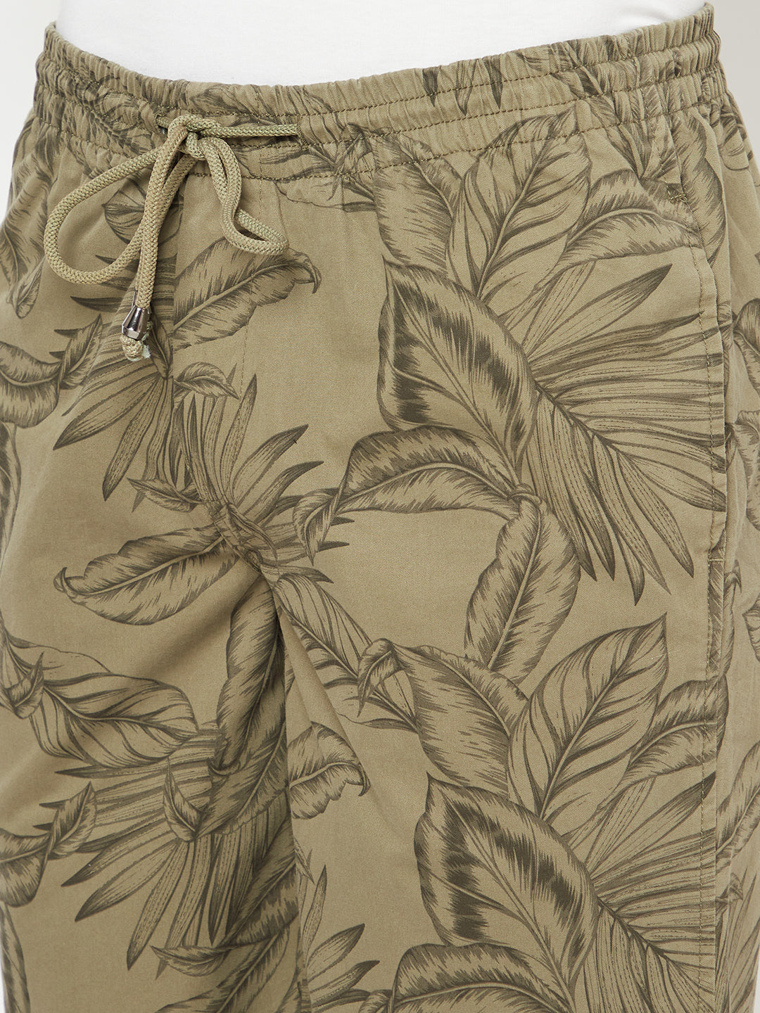 Olive Floral Printed Shorts - Men Shorts