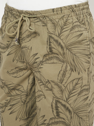 Olive Floral Printed Shorts - Men Shorts