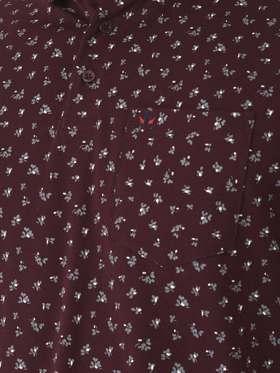 Maroon Floral Polo T-Shirt - Men T-Shirts