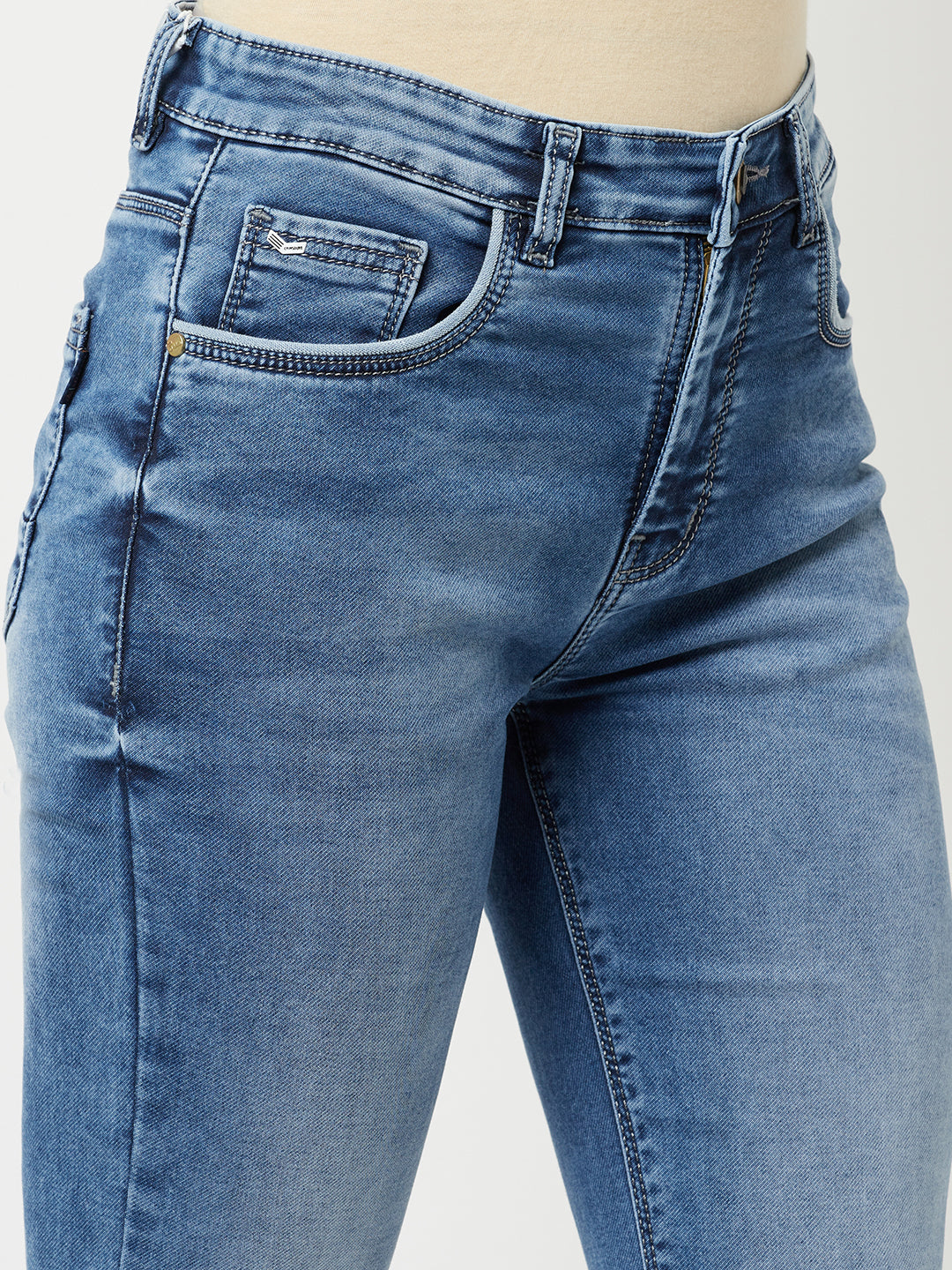 Blue Bootcut Jeans-Women Jeans-Crimsoune Club