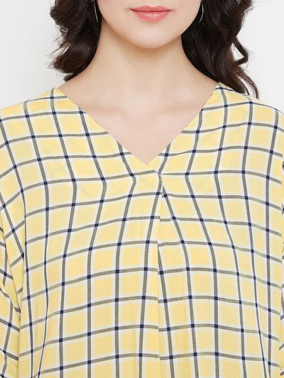 Yellow Checked Top - Women Tops