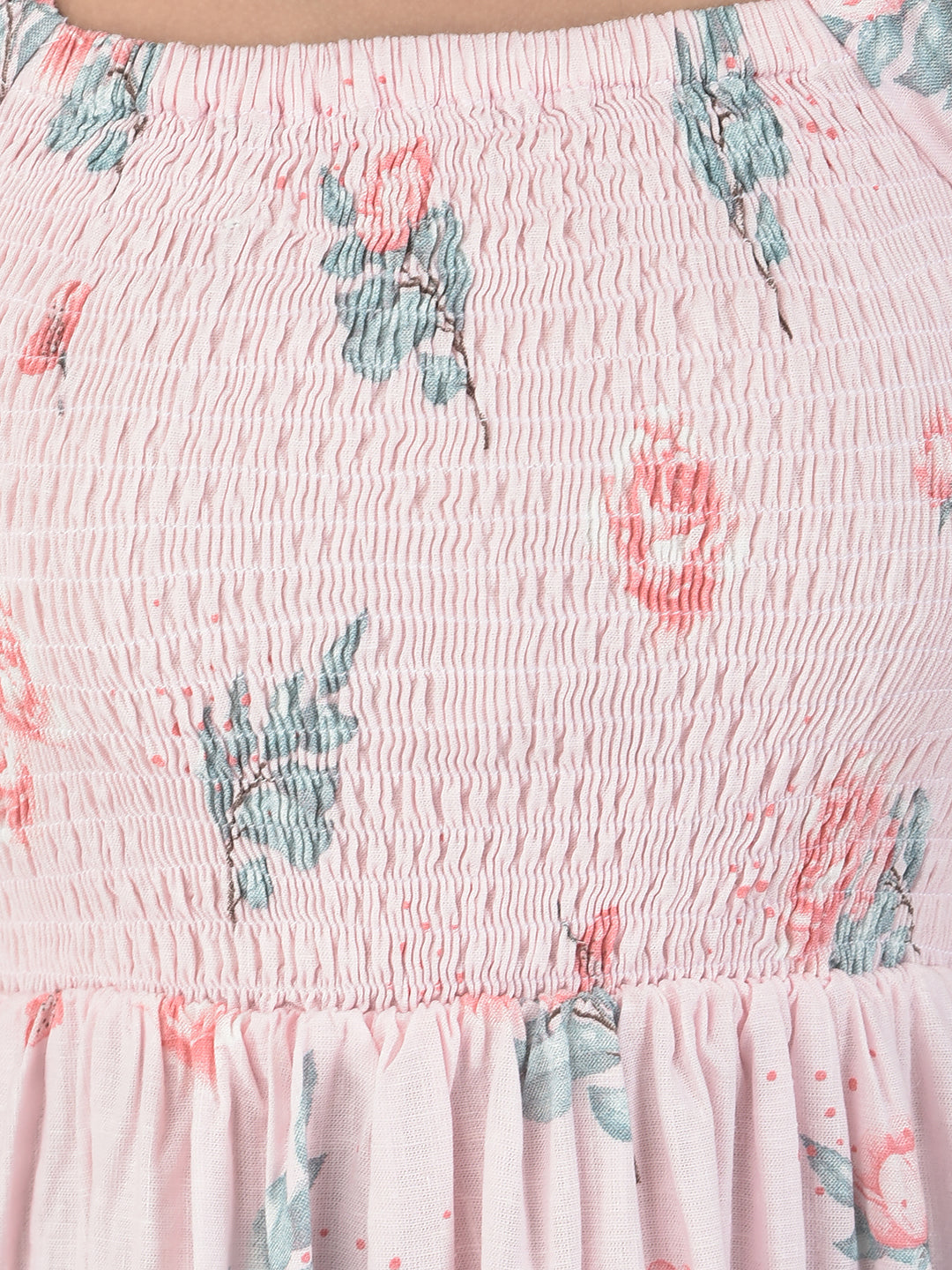  Soft Pink A-Line Floral Dress