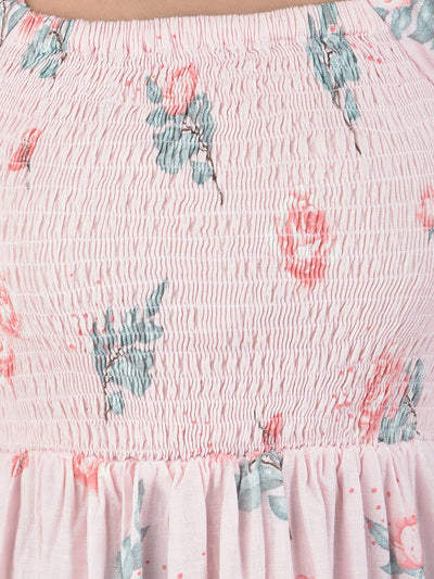  Soft Pink A-Line Floral Dress