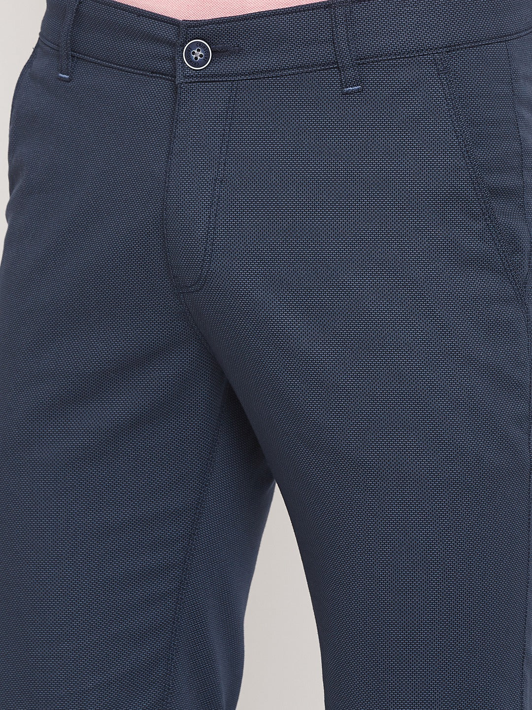 Navy Blue Slim Fit Trousers - Men Trousers