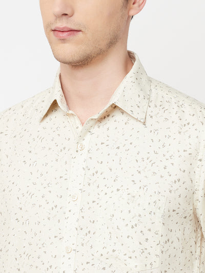 Beige Printed Casual Shirt - Men Shirts