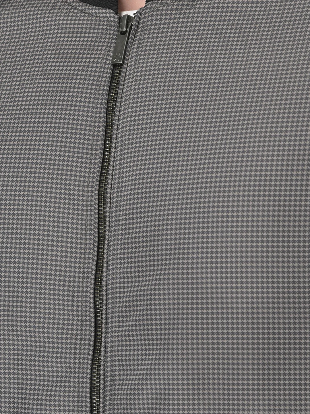  Grey Printed Jacket in contrast collar