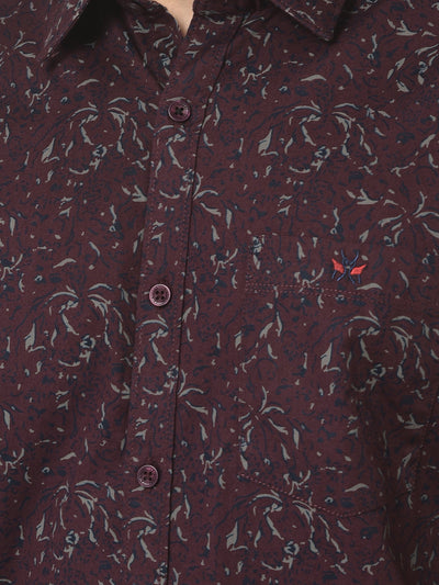 Floral Print Maroon Shirt