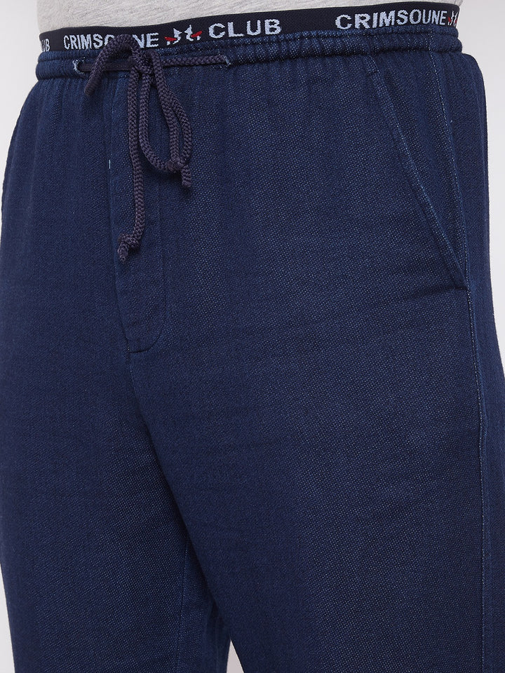 Navy Blue Solid Smart Fit Joggers-Men Joggers-Crimsoune Club