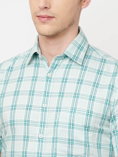 Green Checked Casual Shirt - Men Shirts