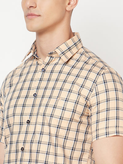 Peach Checked Shirt - Men Shirts