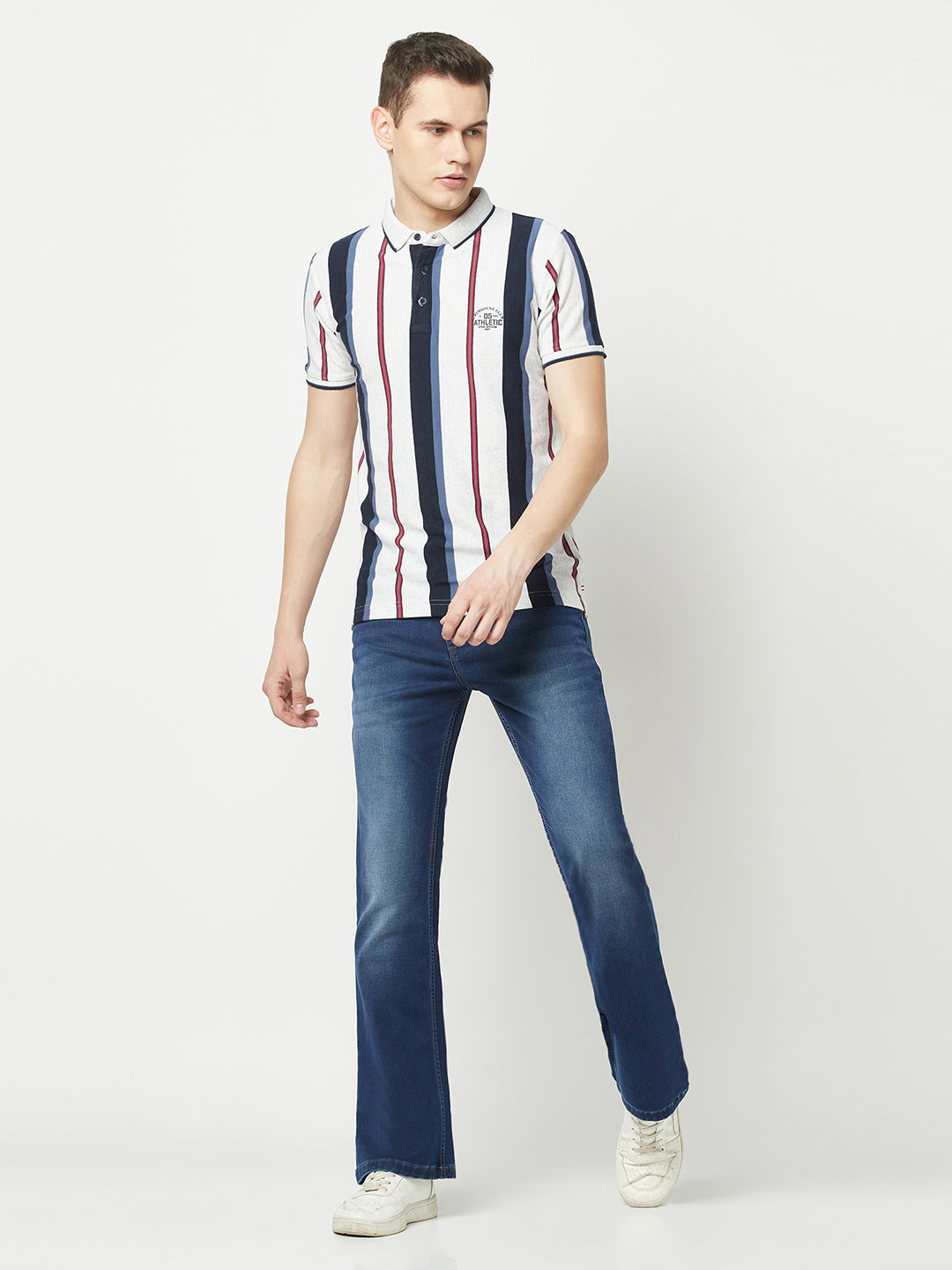  White Striped Polo T-Shirt