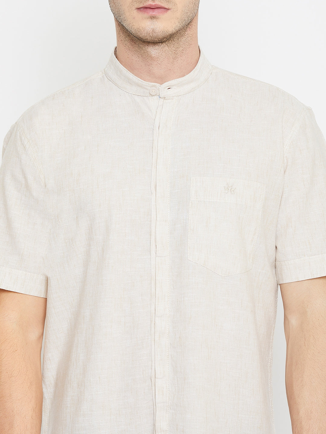 Beige Half Sleeve Shirt - Men Shirts