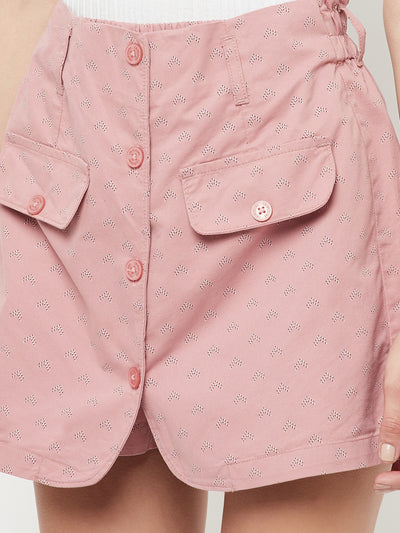 Pink Printed Skorts - Women Shorts