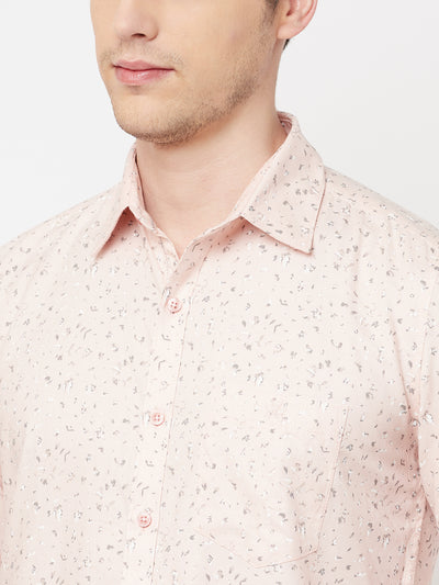 Peach Printed Casual Shirt - Men Shirts