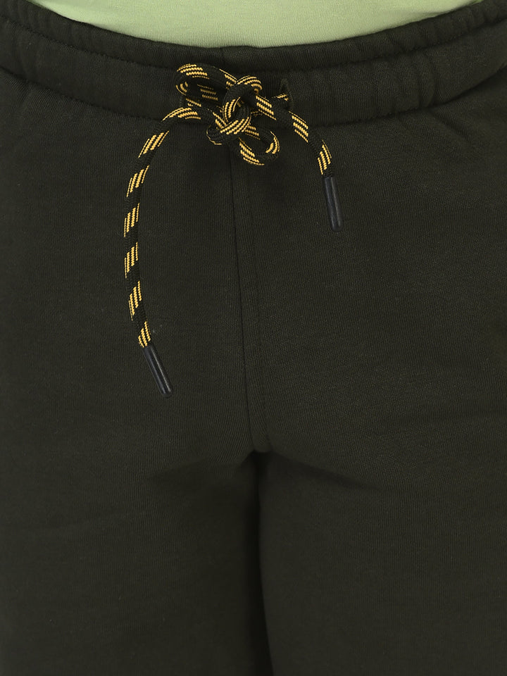 Olive Green Joggers with Contrast Logo Embellishment 
