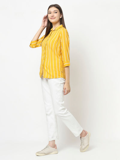Striped Yellow Shirt in Cotton